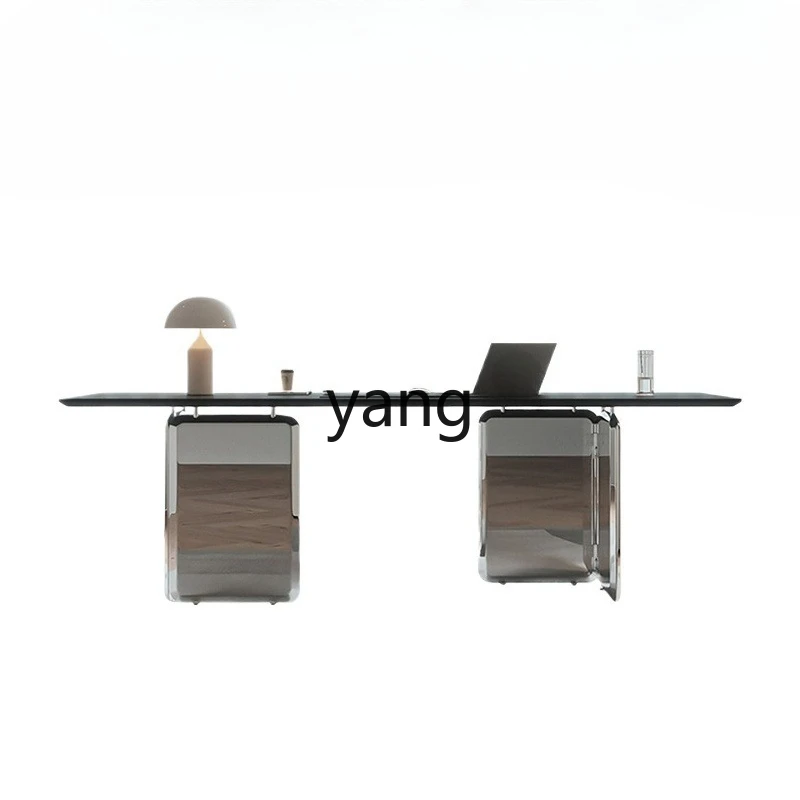 LMM light luxury high-end rock slab modern simple Italian minimalist stainless steel computer desk
LMM light luxury high-end rock slab modern simple Italian minimalist stainless steel computer desk