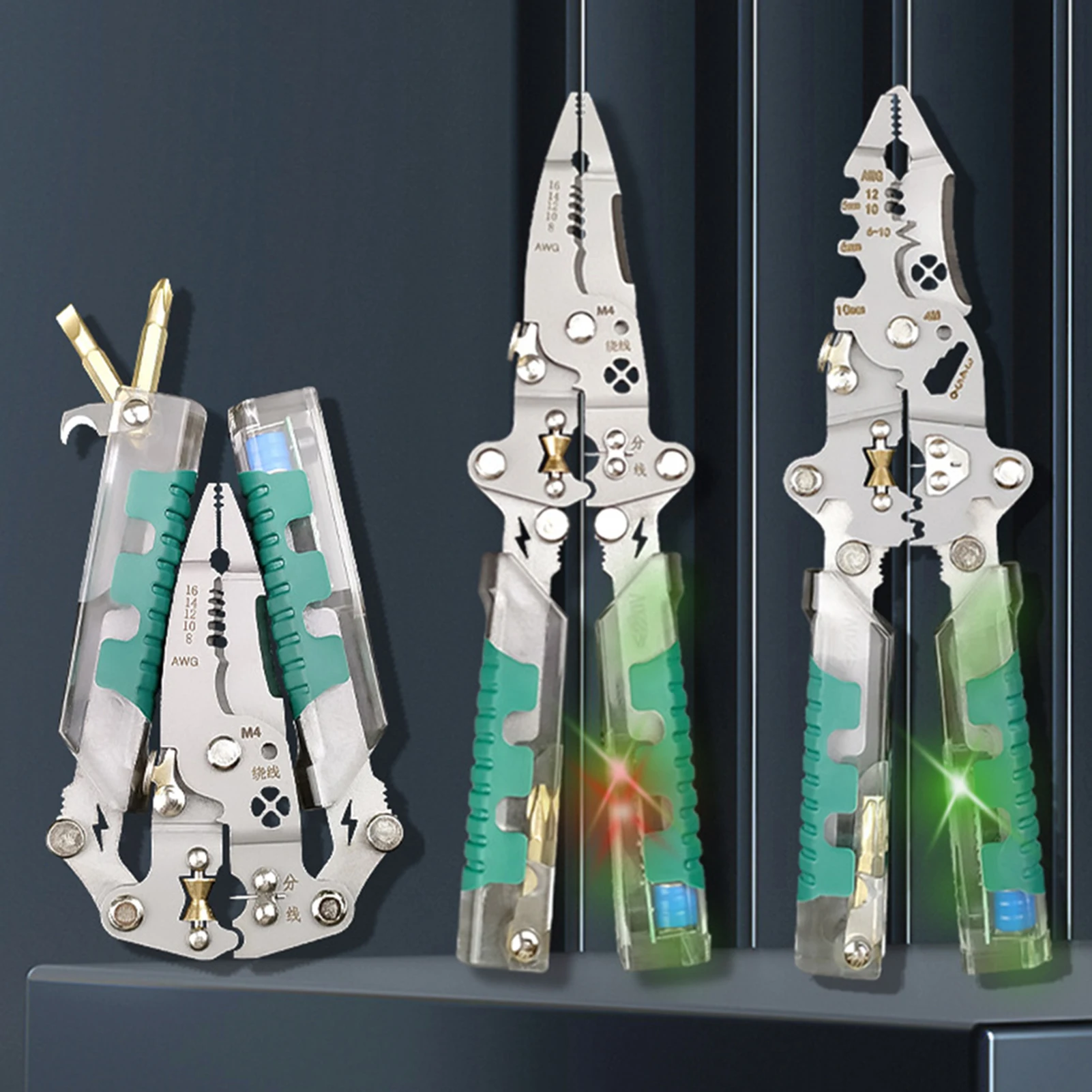 8 In 1 Wire Stripper,Cable Cutter,Foldable Wire Stripping Tool With Voltage Tester,Wire Stripper Cutter,For Pulling Wires
8 In 1 Wire Stripper,Cable Cutter,Foldable Wire Stripping Tool With Voltage Tester,Wire Stripper Cutter,For Pulling Wires