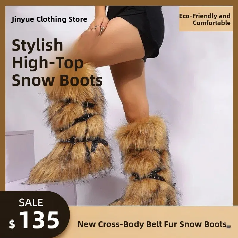 Sexy High-Tube Snow Boots with Fur Belt Crossed Long Boots Winter Style Fashionable Women's Shoes EVA Boot Tube Face Material
Sexy High-Tube Snow Boots with Fur Belt Crossed Long Boots Winter Style Fashionable Women's Shoes EVA Boot Tube Face Material