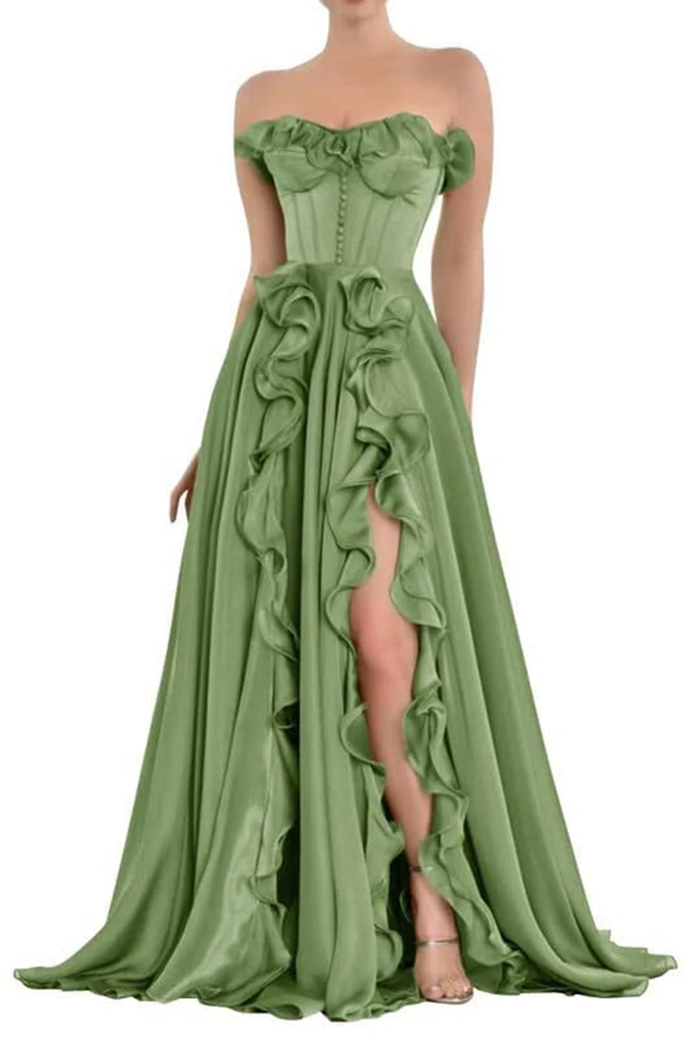 Elegant Satin Prom Dress Strapless Ruffles Button Long Dress Sleeveless Lace-Up Evening Party Gowns
Elegant Satin Prom Dress Strapless Ruffles Button Long Dress Sleeveless Lace-Up Evening Party Gowns