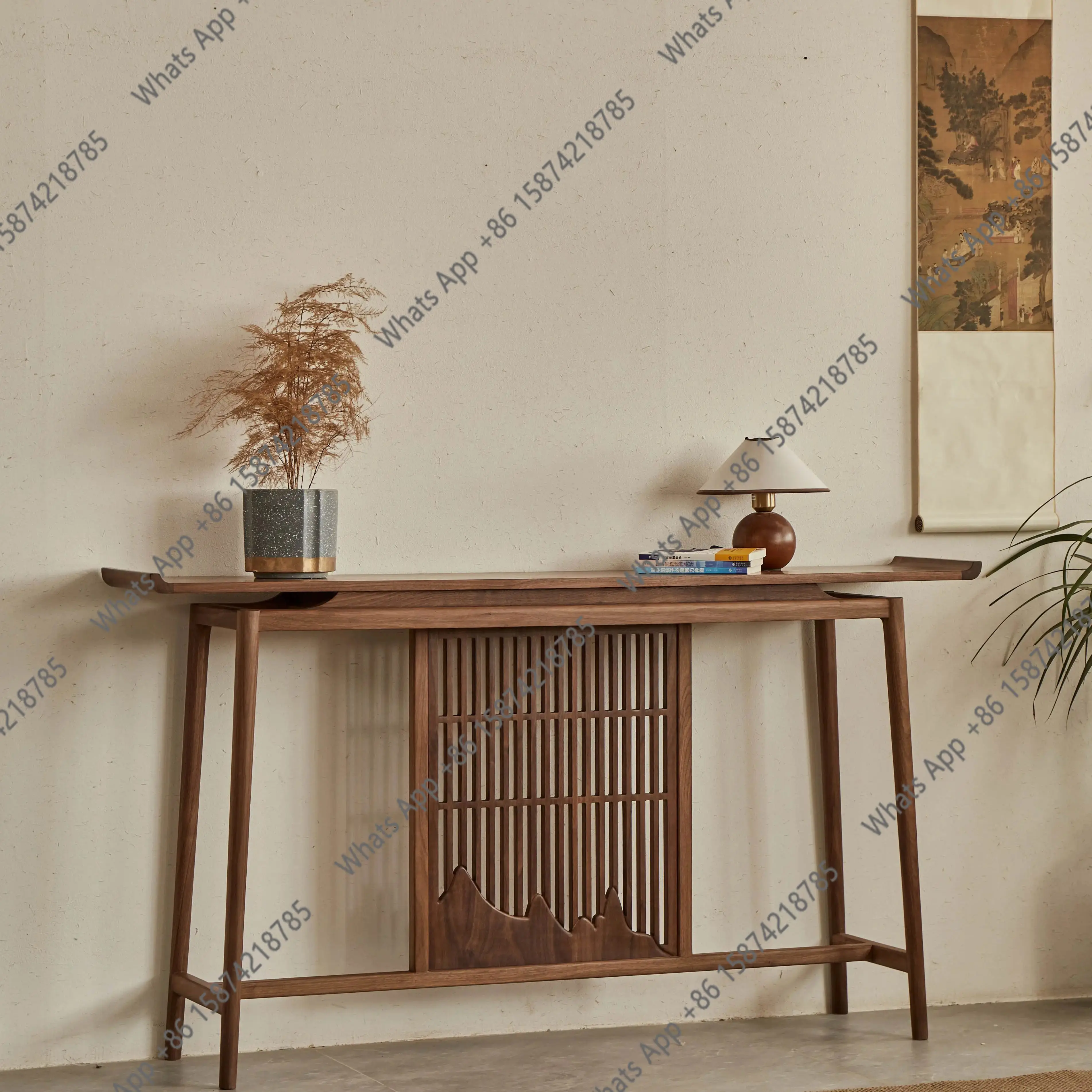Home entry plan New Chinese-style entrance table Chinese-style solid wood nave table against the wall Zen entrance table
Home entry plan New Chinese-style entrance table Chinese-style solid wood nave table against the wall Zen entrance table