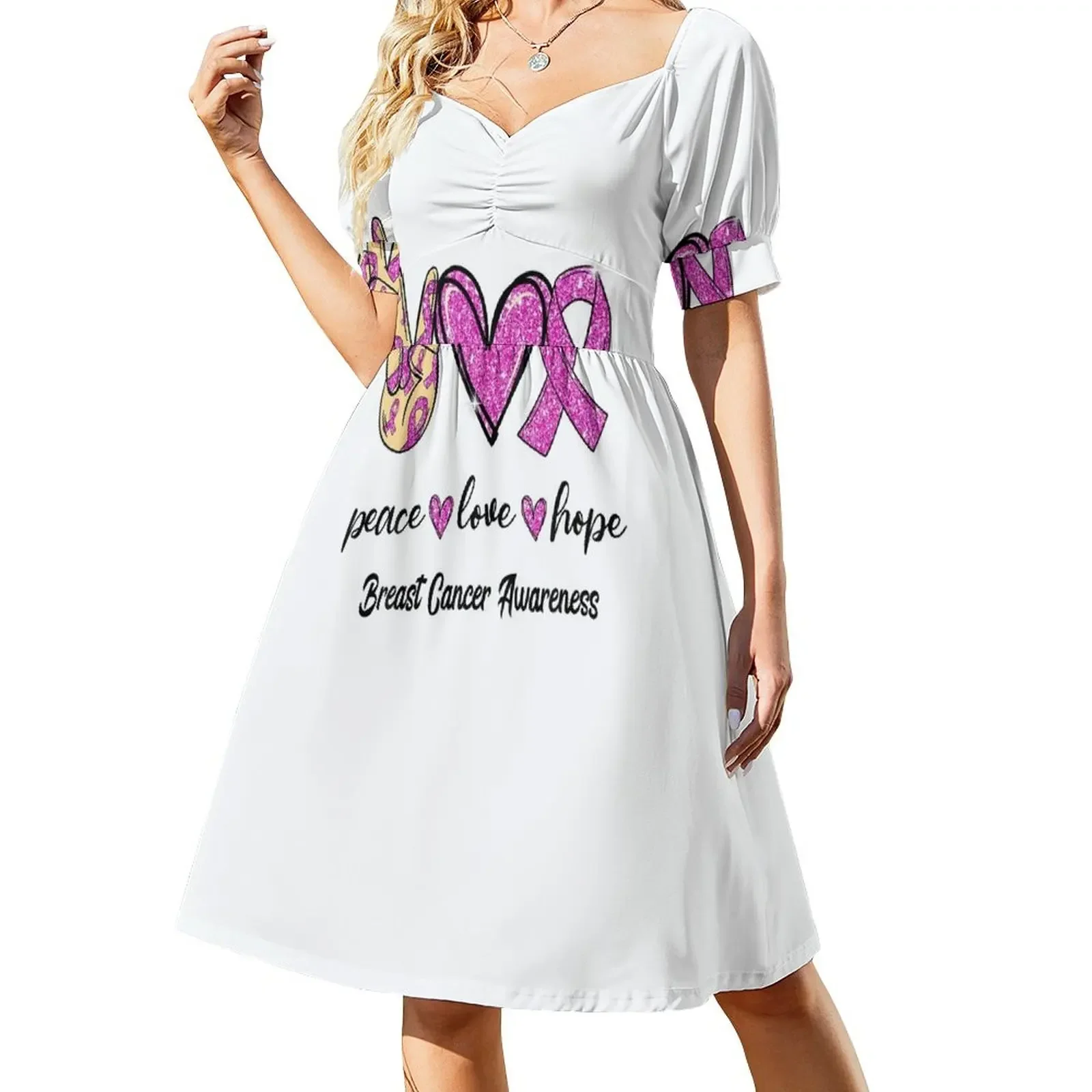 Peace - Love - Hope - Breast Cancer Awareness Short-Sleeved Dress Women's skirt women evening dress dress korean style
Peace - Love - Hope - Breast Cancer Awareness Short-Sleeved Dress Women's skirt women evening dress dress korean style