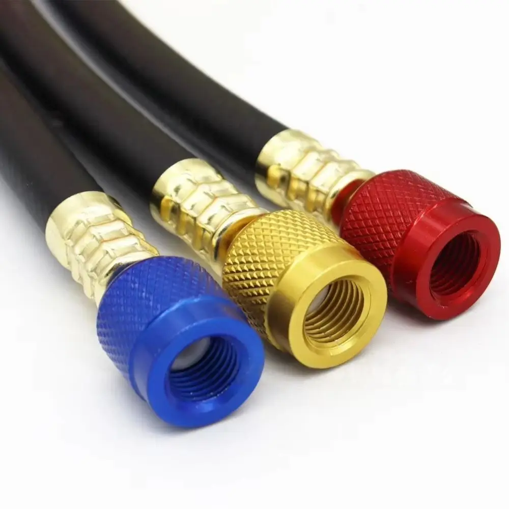 Rubber Charging Hose Set Fluoridation Detection Fluorinated Tubes Refrigerant Charging Hoses 800psi Max Pressure SAE Standard
Rubber Charging Hose Set Fluoridation Detection Fluorinated Tubes Refrigerant Charging Hoses 800psi Max Pressure SAE Standard