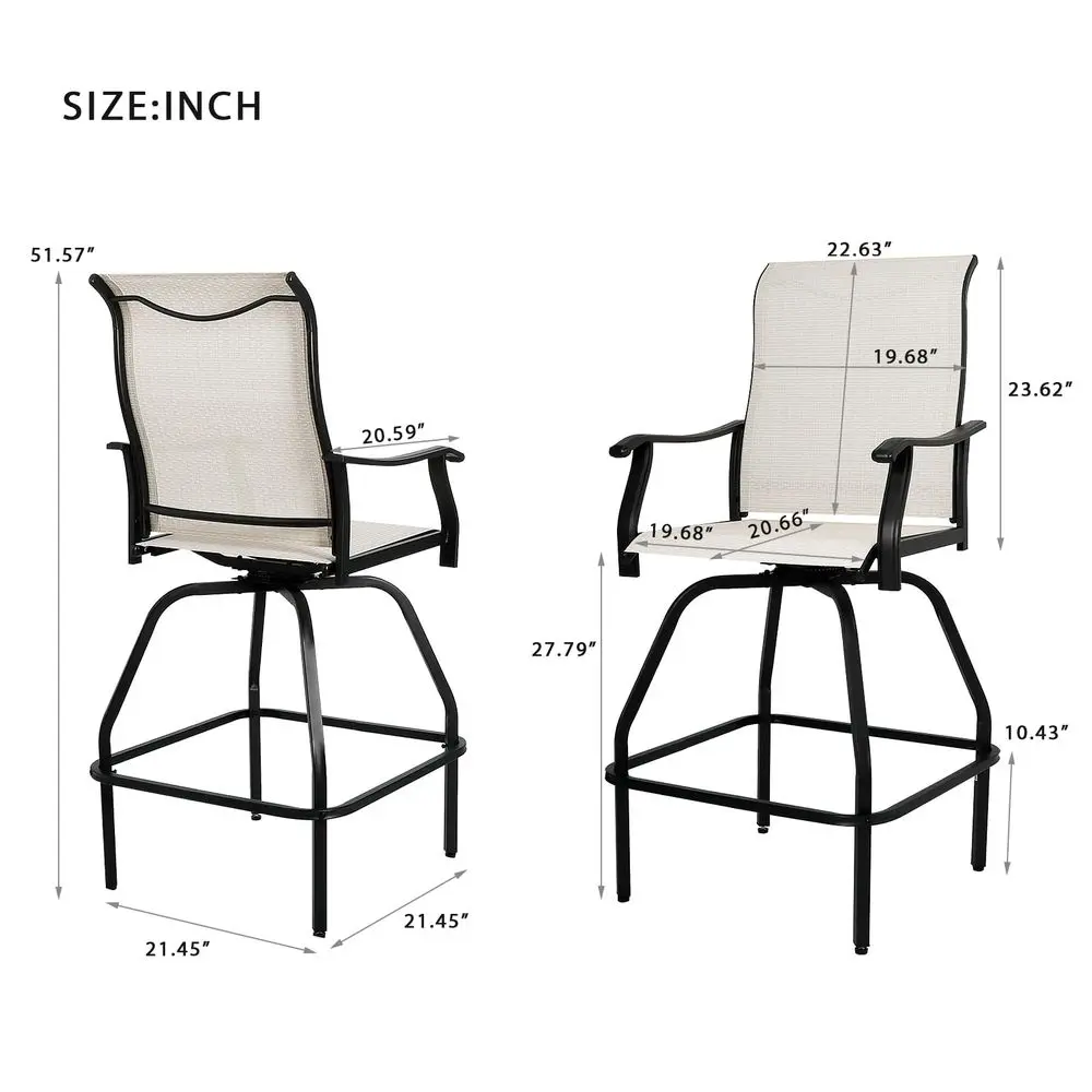 Patio Bar Set 2pcs Swivel Bar Stools Outdoor Bistro Textilene Furniture Stability AllWeather Set 4, Lake Blue Padded -HOT
Patio Bar Set 2pcs Swivel Bar Stools Outdoor Bistro Textilene Furniture Stability AllWeather Set 4, Lake Blue Padded -HOT