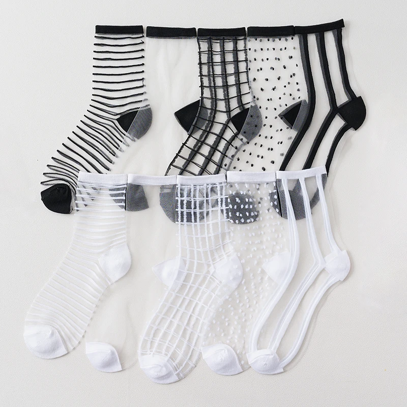 5/10 Pairs Summer Lace Mesh Transparent Women Socks Ultra-thin Breathable Girls Soft Harajuku Vintage Streetwear Casual Socks
5/10 Pairs Summer Lace Mesh Transparent Women Socks Ultra-thin Breathable Girls Soft Harajuku Vintage Streetwear Casual Socks
