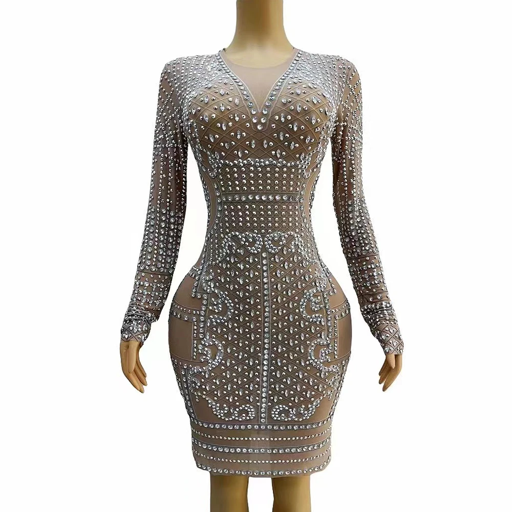 Sexy Stage Silver Rhinestones Pearls Nude Transparent Dress Evening Dance Show Outfit Birthday Celebrate Photoshoot Dress
Sexy Stage Silver Rhinestones Pearls Nude Transparent Dress Evening Dance Show Outfit Birthday Celebrate Photoshoot Dress