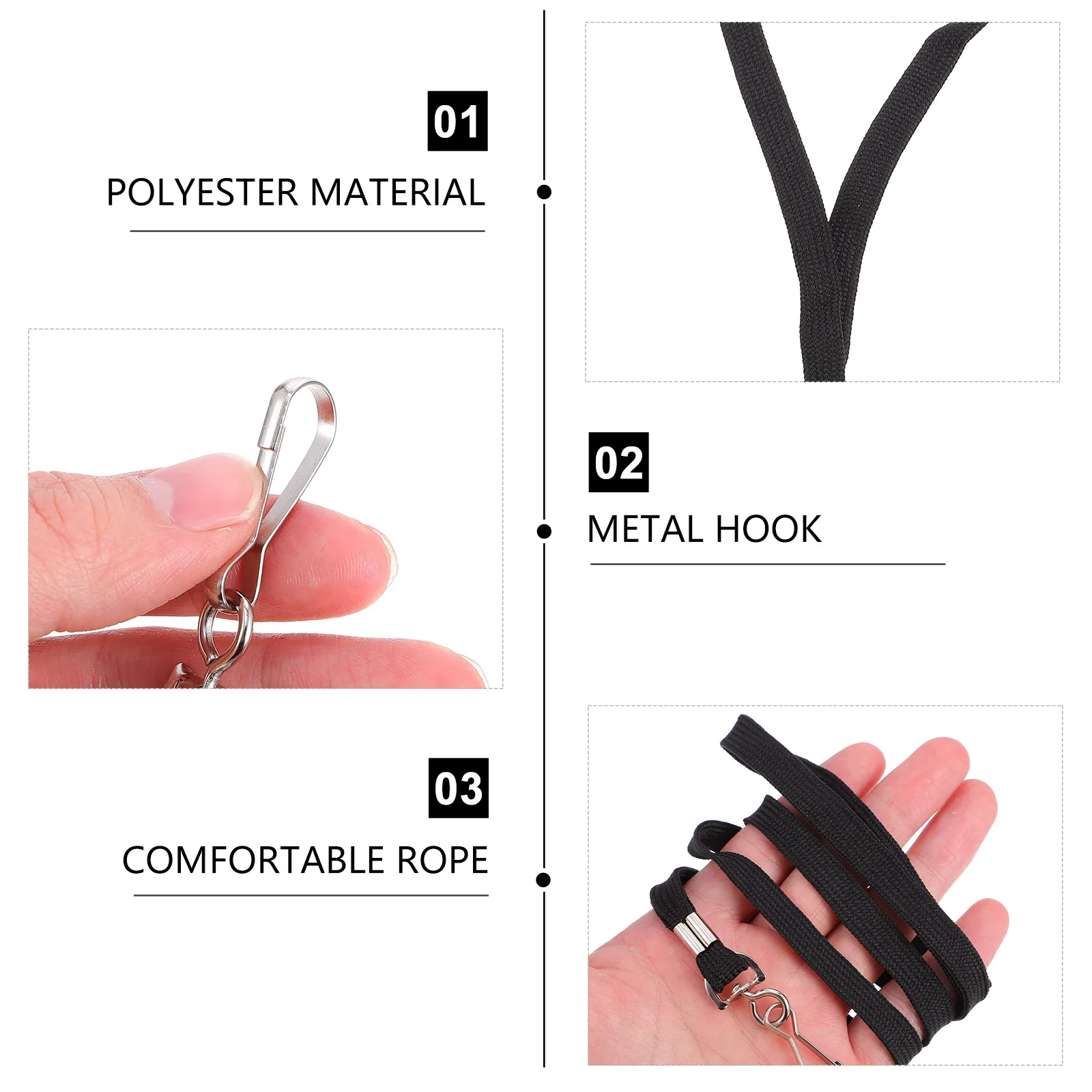 50 шт. черных полиэстеровых шнурков для бейджей, удобные, легкие, для удостоверений личности, рабочих и школьных пропусков, держатели для именных бейджей
50 шт. черных полиэстеровых шнурков для бейджей, удобные, легкие, для удостоверений личности, рабочих и школьных пропусков, держатели для именных бейджей