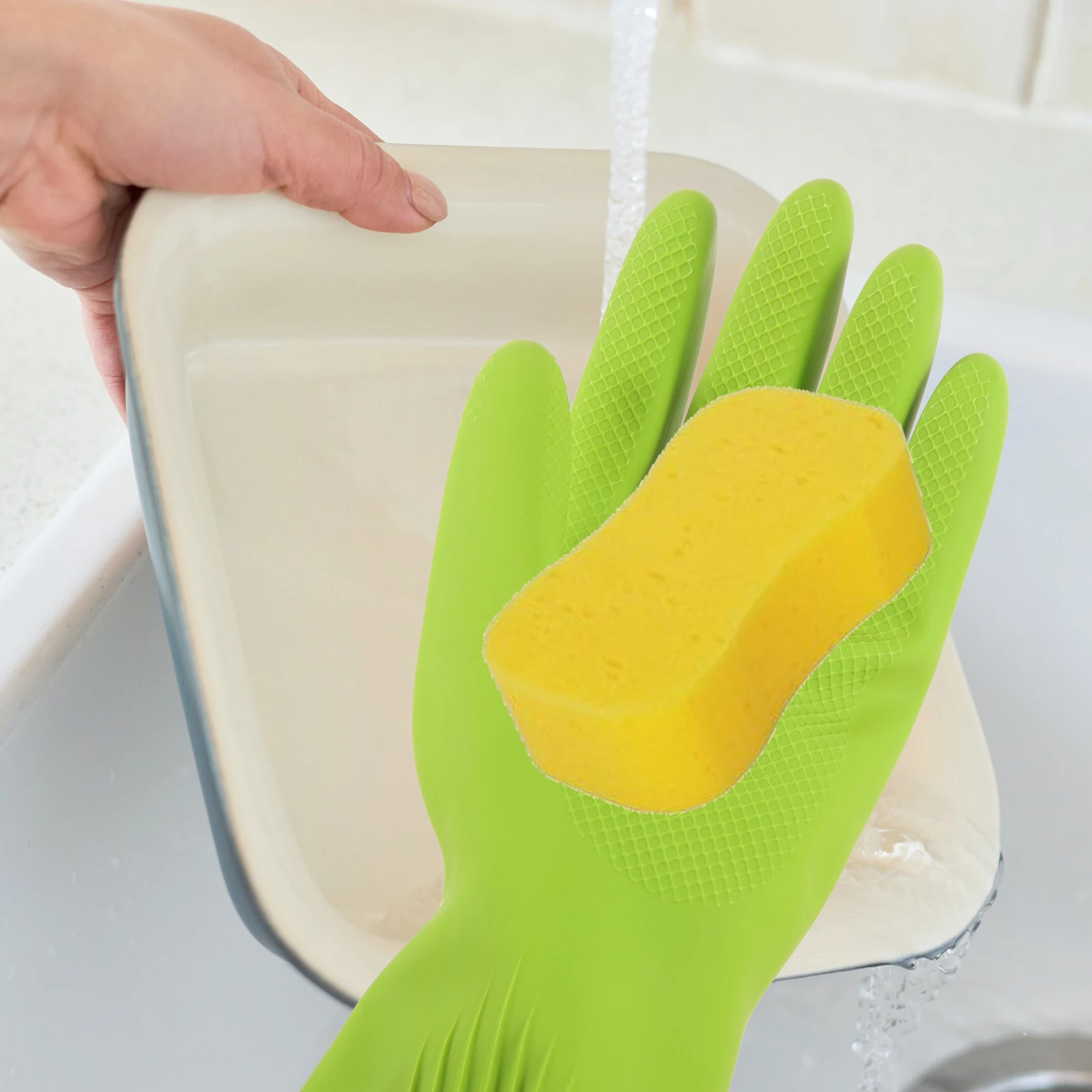 2pc Dishwashing Gloves Large Green Reusable Cleaning Kitchen Mittens for Dishes Bowl Wash Gloves Anti Slip Granular Design
2pc Dishwashing Gloves Large Green Reusable Cleaning Kitchen Mittens for Dishes Bowl Wash Gloves Anti Slip Granular Design