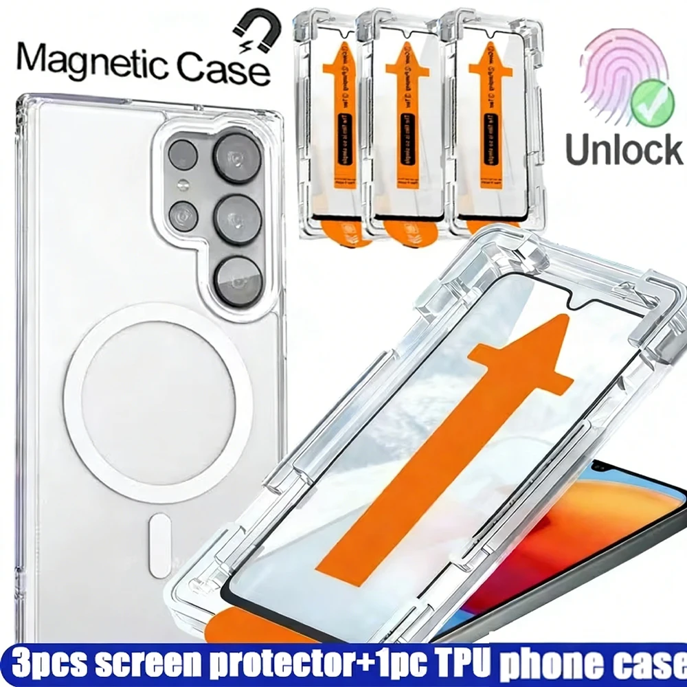 4 In 1 HD Screen Protectors And Magnetic Phone Case For Samsung S26 Ultra S26 Edge S26 Tempered Glass Free Install Dust-proof
4 In 1 HD Screen Protectors And Magnetic Phone Case For Samsung S26 Ultra S26 Edge S26 Tempered Glass Free Install Dust-proof
