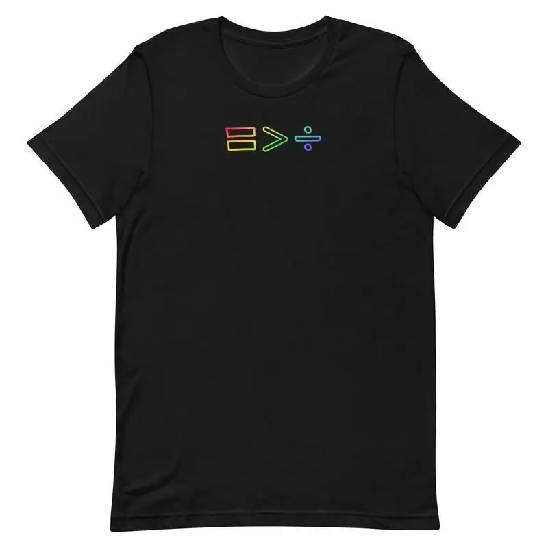 Funny Math Symbol T-shirt Women Equality Is Greater Than Division Slogan Graphic Tee Rainbow Pride Casual Tops
Funny Math Symbol T-shirt Women Equality Is Greater Than Division Slogan Graphic Tee Rainbow Pride Casual Tops