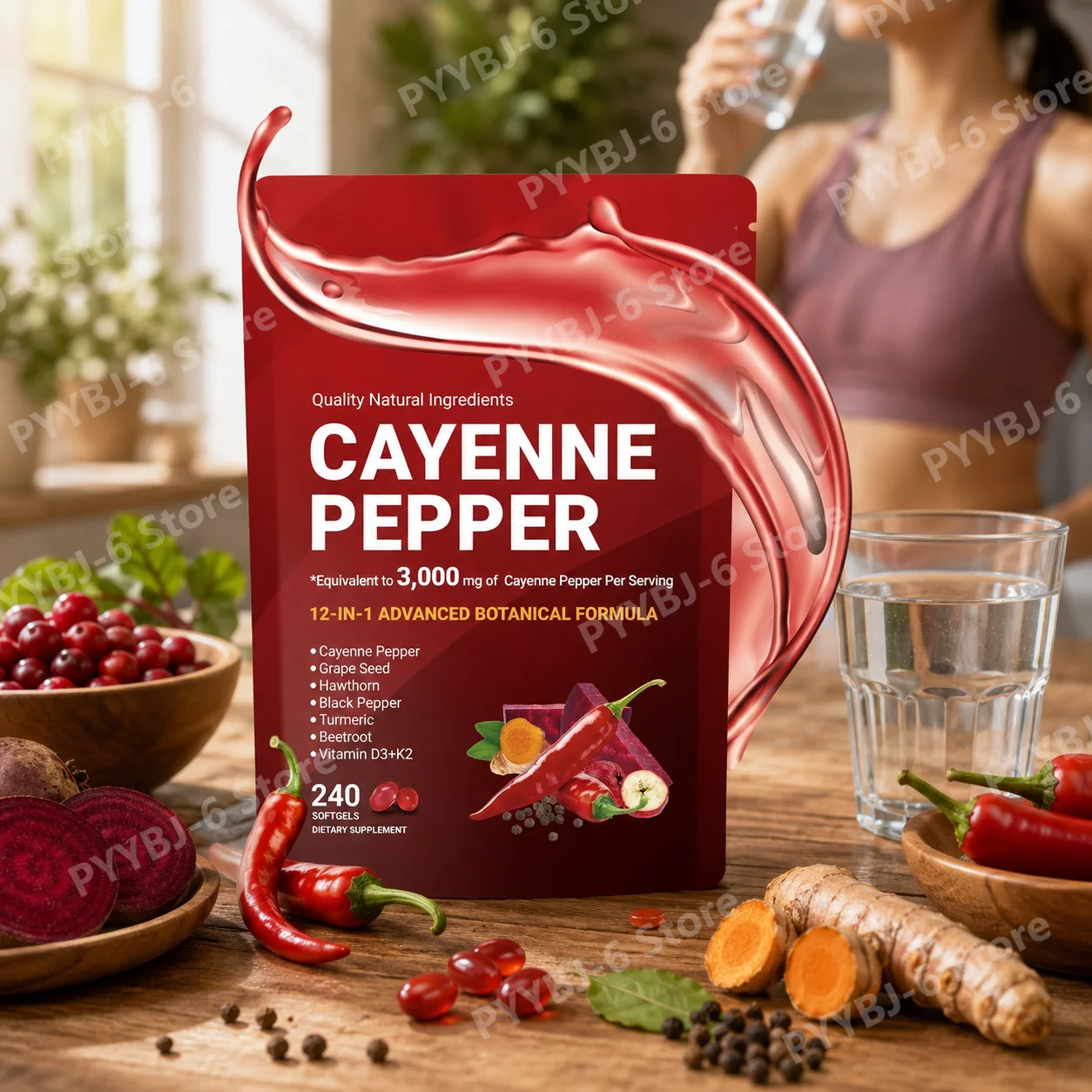 Cayenne Pepper Softgels 240 Count Botanical Supplement with Turmeric Grape Seed Beetroot for Energy Wellness Support
Cayenne Pepper Softgels 240 Count Botanical Supplement with Turmeric Grape Seed Beetroot for Energy Wellness Support
