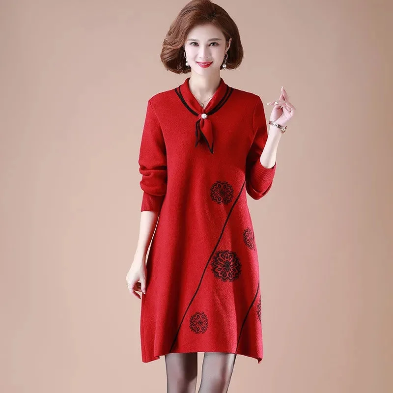 2023 Autumn New Covering belly Large Fashion Dress for Mid Aged Elderly Mom Long Western Style Sweater Spring Autumn Women Wear
2023 Autumn New Covering belly Large Fashion Dress for Mid Aged Elderly Mom Long Western Style Sweater Spring Autumn Women Wear