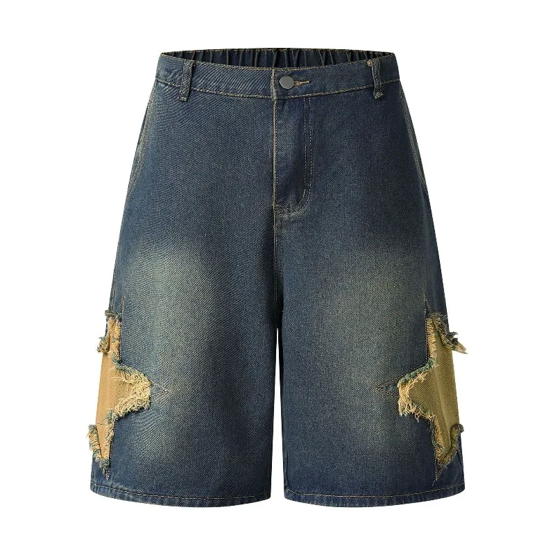 KIDWHXR Men Denim Shorts Summer American Retro Star Printed Male Shorts Loose Straight Elastic Waist Man Knee-length Pant
KIDWHXR Men Denim Shorts Summer American Retro Star Printed Male Shorts Loose Straight Elastic Waist Man Knee-length Pant