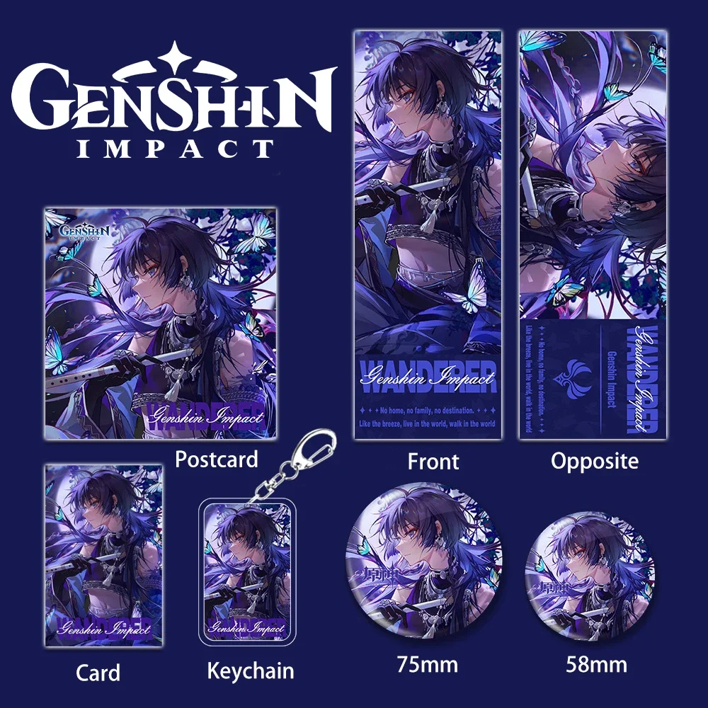 Genshin Impact Scaramouche Balladeer Laser Ticket Bookmark Lomo Card Anime Game Badge Key Chains Stationery Set for Kids Gifts
Genshin Impact Scaramouche Balladeer Laser Ticket Bookmark Lomo Card Anime Game Badge Key Chains Stationery Set for Kids Gifts