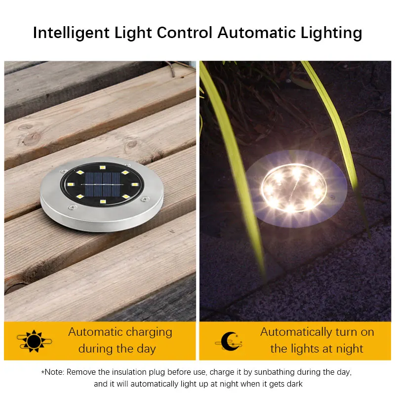 8LED Solar Ground Lights 4 Pack, Cool White Outdoor Pathway Lights, Intelligent Light Control Garden Walkway Landscape Lamps
8LED Solar Ground Lights 4 Pack, Cool White Outdoor Pathway Lights, Intelligent Light Control Garden Walkway Landscape Lamps