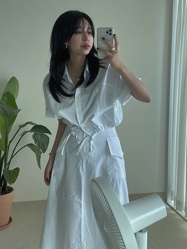 Korean Sle Faion Set Women's ort Collar irt High Waist Slimming Skirt Two-Piece Suit Summer Collection 2025
Korean Sle Faion Set Women's ort Collar irt High Waist Slimming Skirt Two-Piece Suit Summer Collection 2025