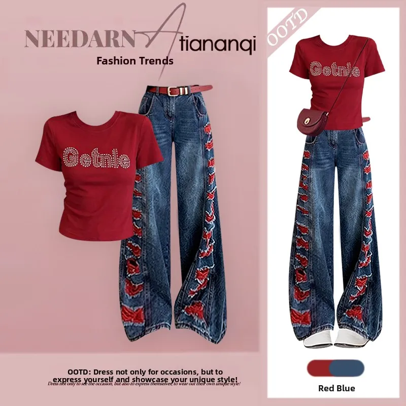 Summer New Slim Fit Asymmetrical Top High Waist Short Jeans Set Women's Fashion Casual Wear Short Sleeve Cotton Blend
Summer New Slim Fit Asymmetrical Top High Waist Short Jeans Set Women's Fashion Casual Wear Short Sleeve Cotton Blend