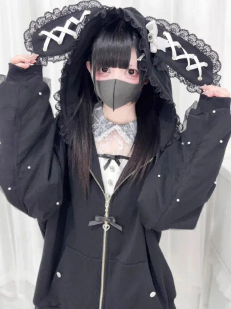 Japanese Pearl Gauze Patchwork Coats Women Y2k Aesthetic Lace Rabbit's Ears Jackets Casual Oversized Harajuku Kawaii Hoodies Top
Japanese Pearl Gauze Patchwork Coats Women Y2k Aesthetic Lace Rabbit's Ears Jackets Casual Oversized Harajuku Kawaii Hoodies Top