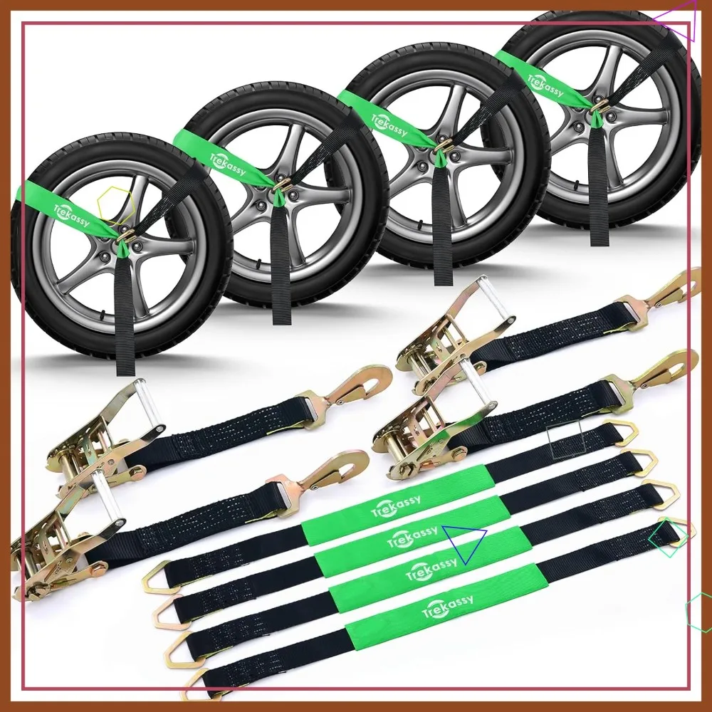 Heavy Duty 2in x 12ft Car Tie Down Straps for Trailers (4PK), 10000lbs Break Strength, Include 4 Axle Straps
Heavy Duty 2in x 12ft Car Tie Down Straps for Trailers (4PK), 10000lbs Break Strength, Include 4 Axle Straps