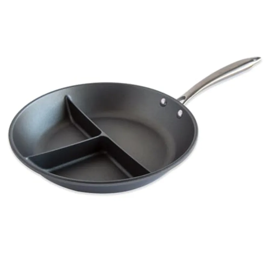 3-in-1 Divided Nonstick Skillet - 12 inch diameter; for cooking multiple foods reheat leftovers pan
3-in-1 Divided Nonstick Skillet - 12 inch diameter; for cooking multiple foods reheat leftovers pan