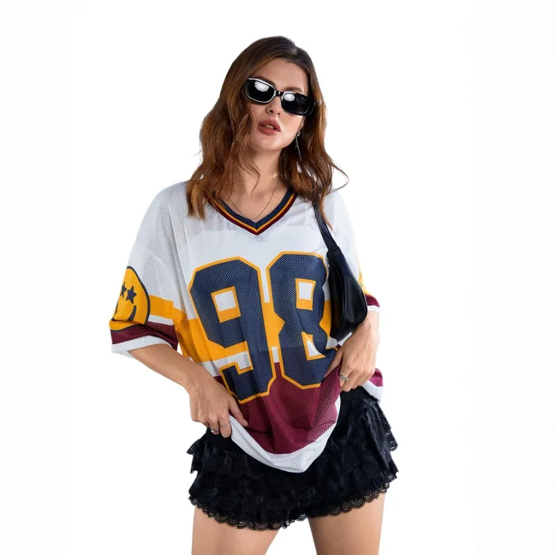 Brand New Women's Y2k Mesh Digital Graphic Plus Size T-shirt V-neck Half Sleeve Loose T-shirt Tops Outdoor Casual T-shirt Tops
Brand New Women's Y2k Mesh Digital Graphic Plus Size T-shirt V-neck Half Sleeve Loose T-shirt Tops Outdoor Casual T-shirt Tops