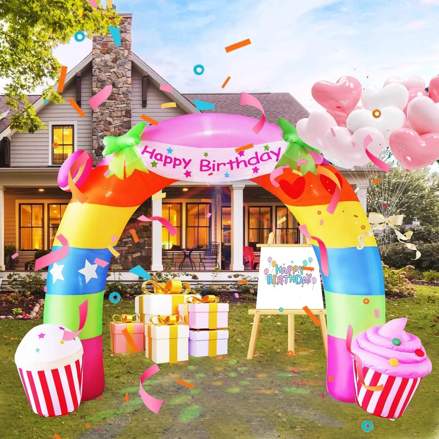Inflatable Birthday Archway with LED and Kaleidoscope Lights, 11-Foot Colorful Rainbow Blow-Up Arch for Indoor Outdoor Yard Garden Party Photo Booth Backdrop
Inflatable Birthday Archway with LED and Kaleidoscope Lights, 11-Foot Colorful Rainbow Blow-Up Arch for Indoor Outdoor Yard Garden Party Photo Booth Backdrop