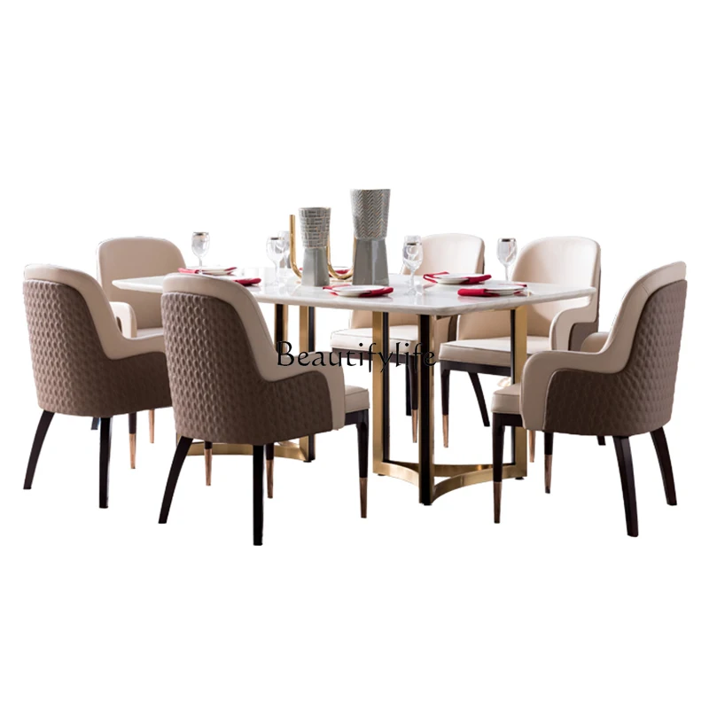 Simple American marble dining table Light luxury high-end rectangular dining table
Simple American marble dining table Light luxury high-end rectangular dining table