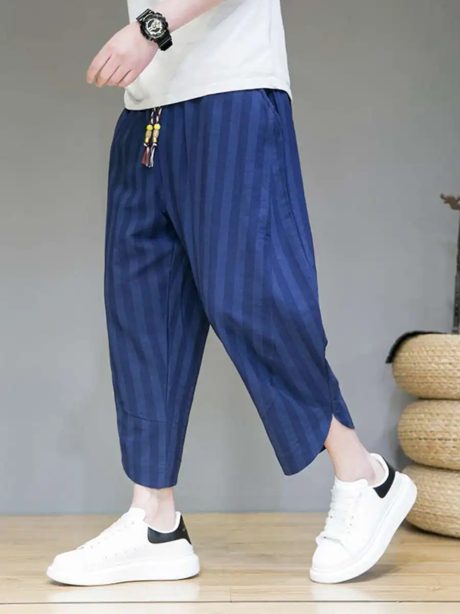 New Summer Men's Loose Wide Leg Seven-Foot Pants Harlan Trendy Retro Beach Casual Trousers mid Waist Rope Door Thin Model
New Summer Men's Loose Wide Leg Seven-Foot Pants Harlan Trendy Retro Beach Casual Trousers mid Waist Rope Door Thin Model