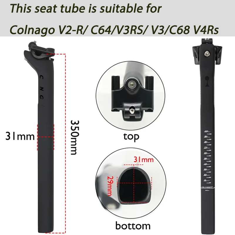 CNG Matte Black Carbon Fiber Bicycle Seat Post 15mm Offset Length 350mm for Colnago V2-R/ C64/V3RS/ V3/C68 V4Rsand Other Models
CNG Matte Black Carbon Fiber Bicycle Seat Post 15mm Offset Length 350mm for Colnago V2-R/ C64/V3RS/ V3/C68 V4Rsand Other Models