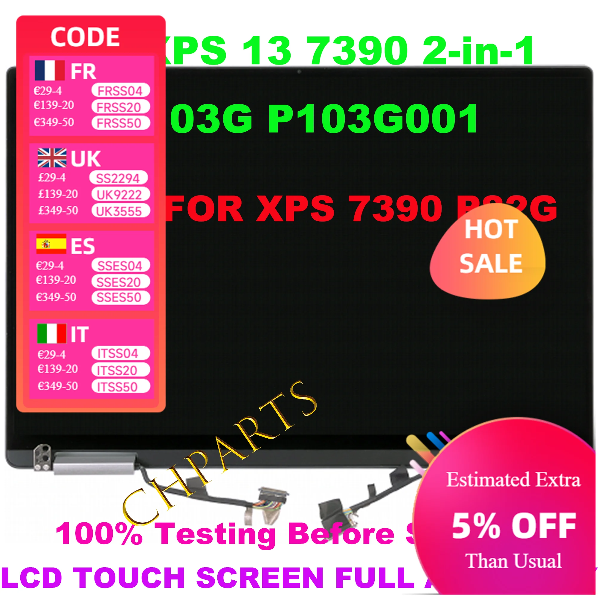 13,4 "для Dell XPS 13 7390 9310 2-в-1 P103G P103G001 P103G002 Замена ЖК-экрана ноутбука с сенсорным экраном в сборе с петлями
13,4 "для Dell XPS 13 7390 9310 2-в-1 P103G P103G001 P103G002 Замена ЖК-экрана ноутбука с сенсорным экраном в сборе с петлями