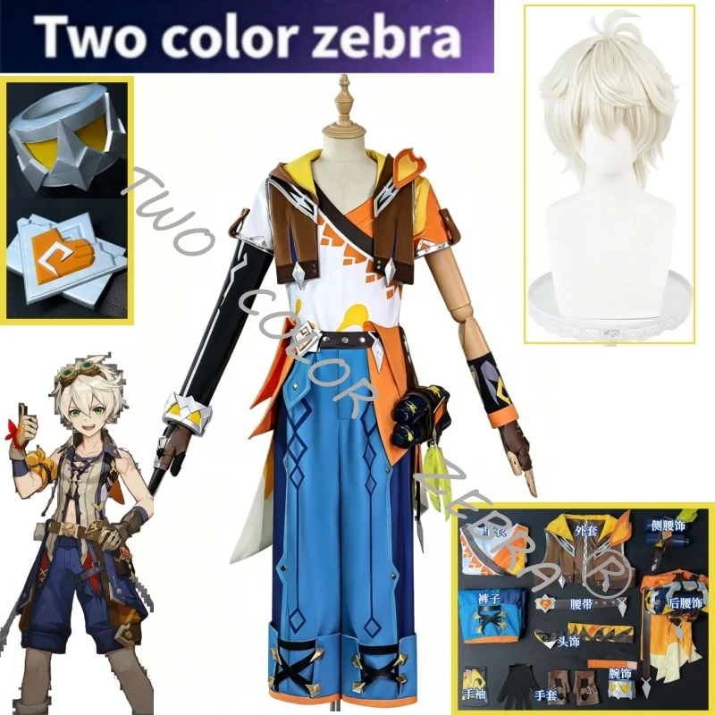Game Genshin Impact Bennett Cosplay Costume Men's Adventure Themed Cos Suit with Colorful Top Cargo Pant Wig Set Roleplay Party
Game Genshin Impact Bennett Cosplay Costume Men's Adventure Themed Cos Suit with Colorful Top Cargo Pant Wig Set Roleplay Party