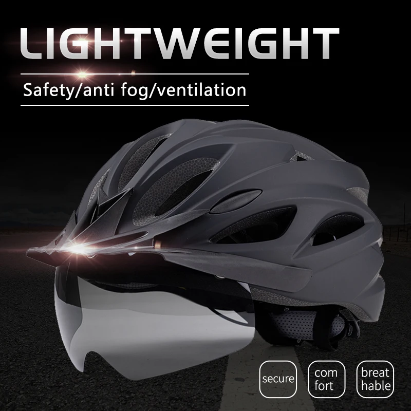 Adult Cycling Helmets Road Mtb Mountain Bike Bicycle Helmet Removable Magnetic Windproof Sunglasses Bicycle Helmets with Light
Adult Cycling Helmets Road Mtb Mountain Bike Bicycle Helmet Removable Magnetic Windproof Sunglasses Bicycle Helmets with Light