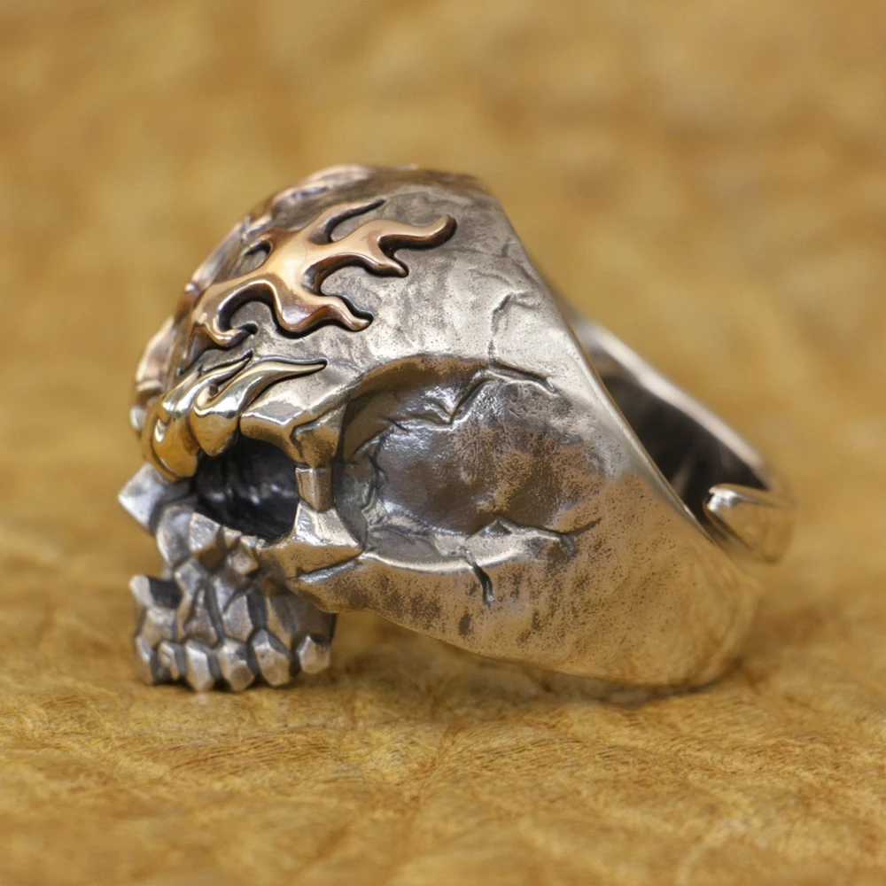 Copper Fire Brass Eyebrow 925 Sterling Silver Skull Ring Punk Adjustable Ring TA427 US Size 8~15
Copper Fire Brass Eyebrow 925 Sterling Silver Skull Ring Punk Adjustable Ring TA427 US Size 8~15