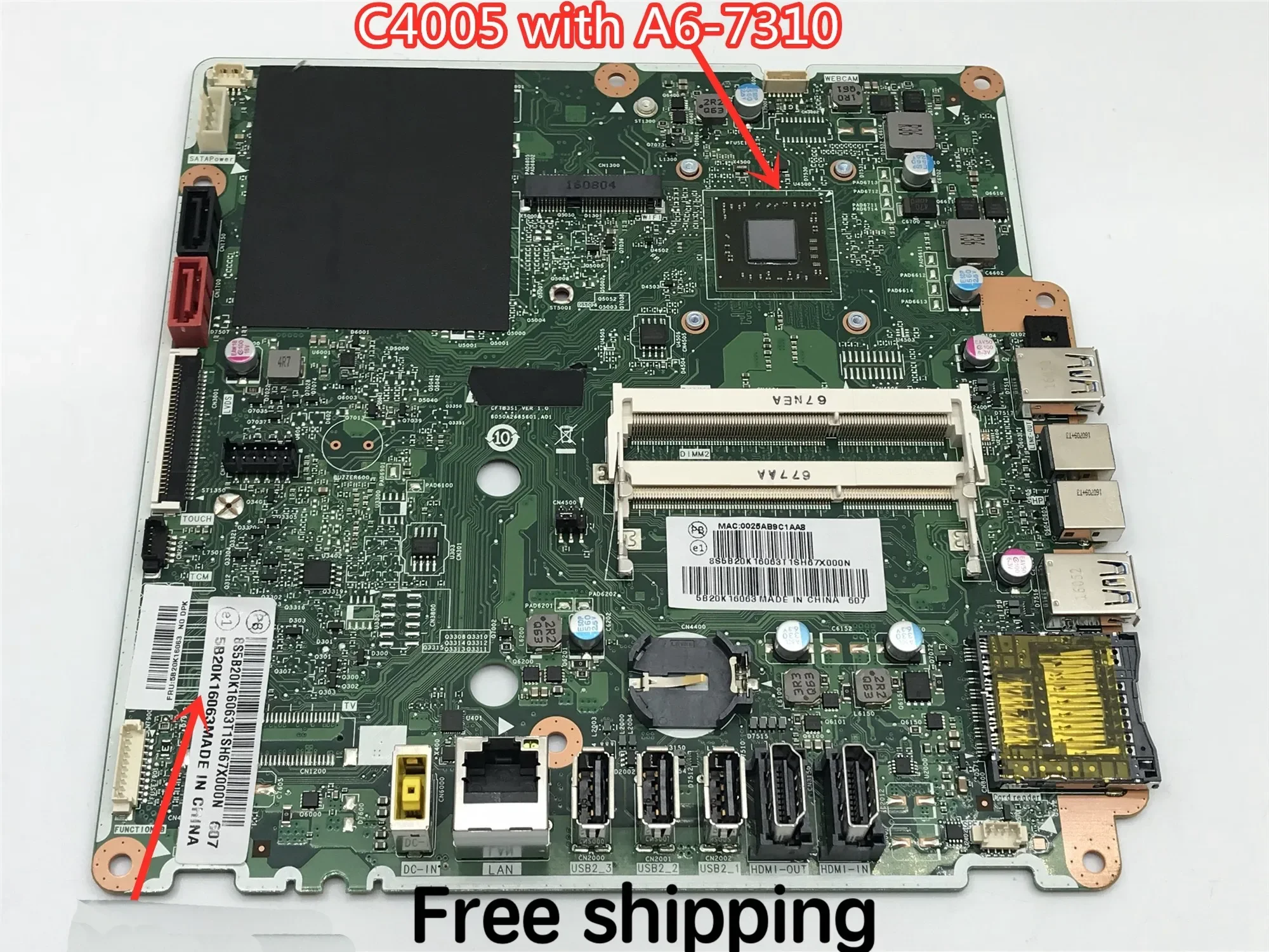 Подходит для настольной материнской платы Lenovo C4005 A6-7310, материнская плата, 100% протестирована, полностью работает
Подходит для настольной материнской платы Lenovo C4005 A6-7310, материнская плата, 100% протестирована, полностью работает