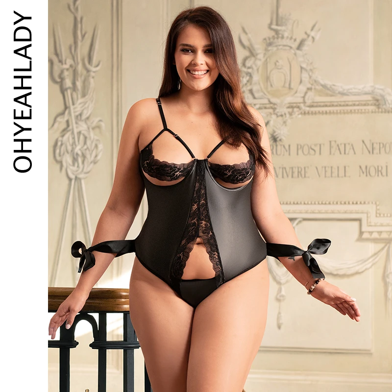 Ohyeahlady Women's Floral Lace Nightgown See Through Black PU Leather Teddy Sleepwear Plus Size Jumpsuits Sexy Bodysuit Lingerie
Ohyeahlady Women's Floral Lace Nightgown See Through Black PU Leather Teddy Sleepwear Plus Size Jumpsuits Sexy Bodysuit Lingerie