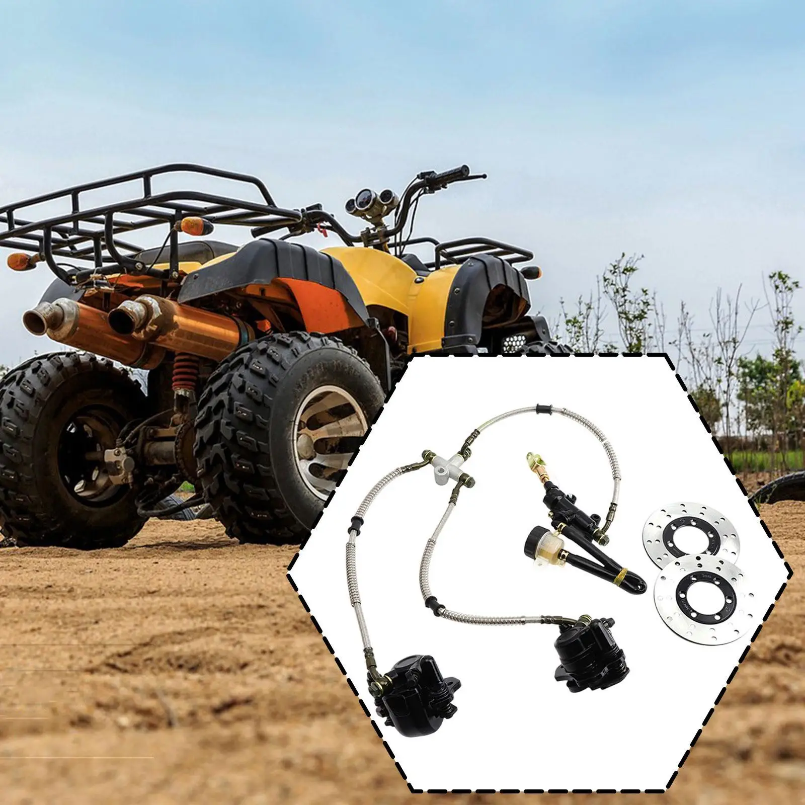 Go Kart Hydraulic Rear Twin Foot Brake Caliper Assembly Metal Kit for ATV 125cc 150cc 200cc 250cc Beach Buggy Modification
Go Kart Hydraulic Rear Twin Foot Brake Caliper Assembly Metal Kit for ATV 125cc 150cc 200cc 250cc Beach Buggy Modification