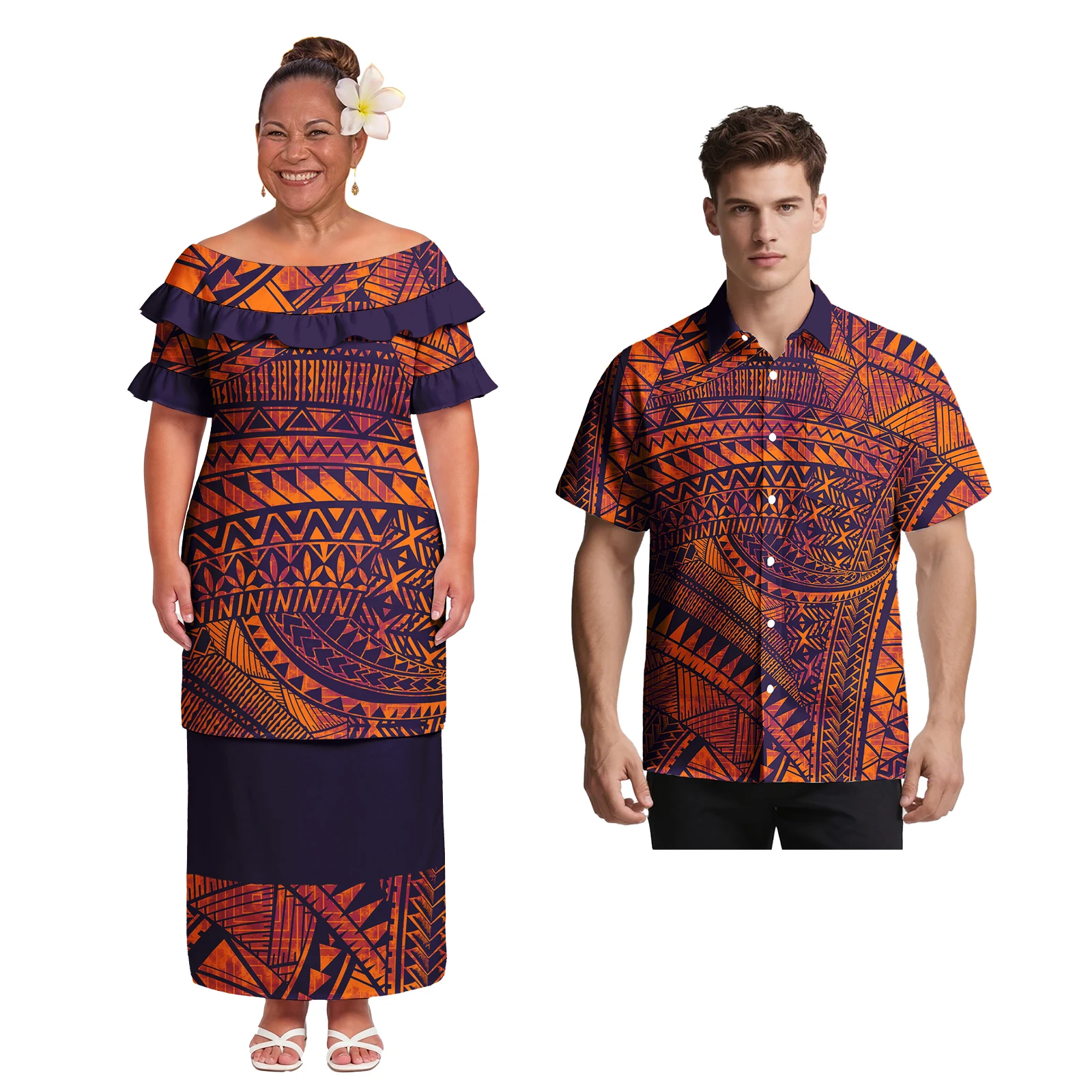 Island Beach Samoan Polynesia Men's Casual Shirts Ladies Elegant Puletasi 2pc Set Hawaiian Hibiscus Print Couple Match Outfits
Island Beach Samoan Polynesia Men's Casual Shirts Ladies Elegant Puletasi 2pc Set Hawaiian Hibiscus Print Couple Match Outfits
