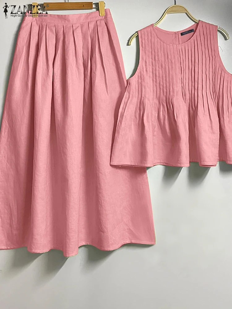 ZANZEA Women Summer 2PCS 2025 Fashion Dress Sets Sleeveless Pleated Tank Tops and Maxi Skirts Casual Solid Party 2 piece Outfits
ZANZEA Women Summer 2PCS 2025 Fashion Dress Sets Sleeveless Pleated Tank Tops and Maxi Skirts Casual Solid Party 2 piece Outfits