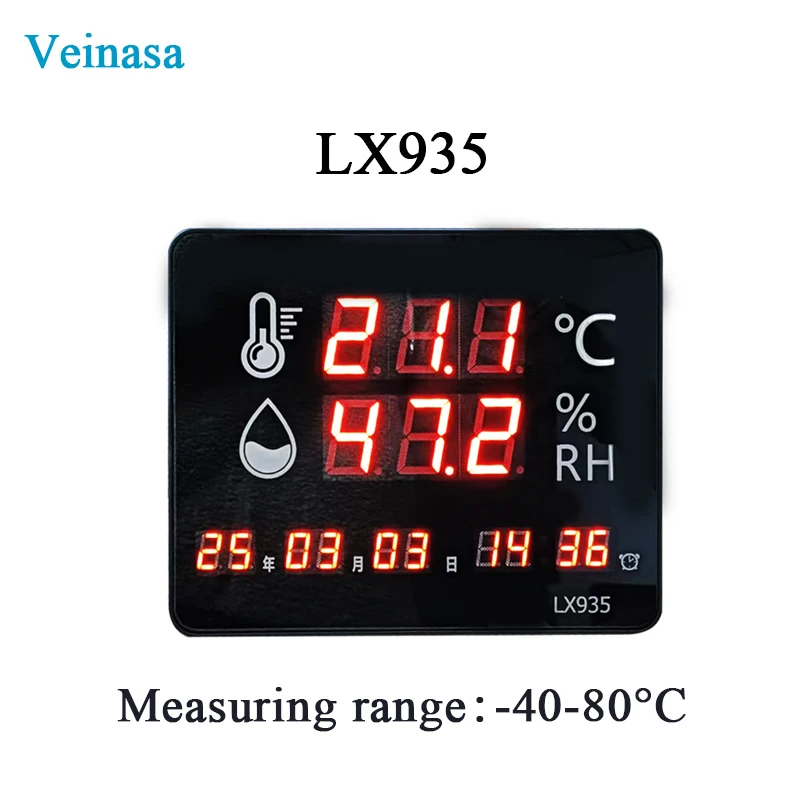 Veinasa LX935 Large Screen Temperature Humidity Display Digital Clock Wall-Mounted Thermometer ABS Material OEM
Veinasa LX935 Large Screen Temperature Humidity Display Digital Clock Wall-Mounted Thermometer ABS Material OEM