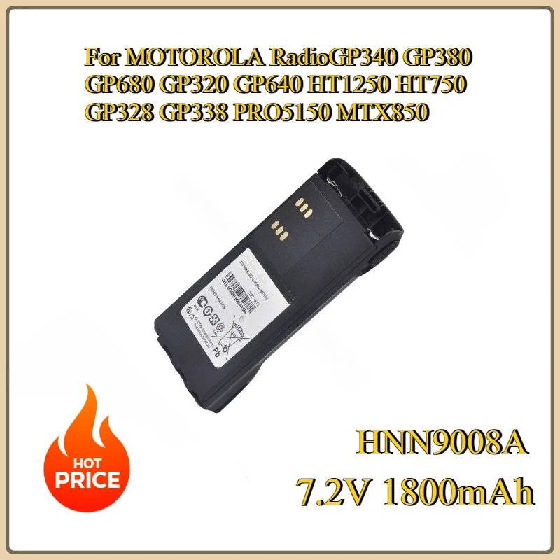 New HNN9008A 1800mAh Replacement Battery For MOTOROLA RadioGP340 GP380 GP680 GP320 GP640 HT1250 HT750 GP328 GP338 PRO5150 MTX850
New HNN9008A 1800mAh Replacement Battery For MOTOROLA RadioGP340 GP380 GP680 GP320 GP640 HT1250 HT750 GP328 GP338 PRO5150 MTX850