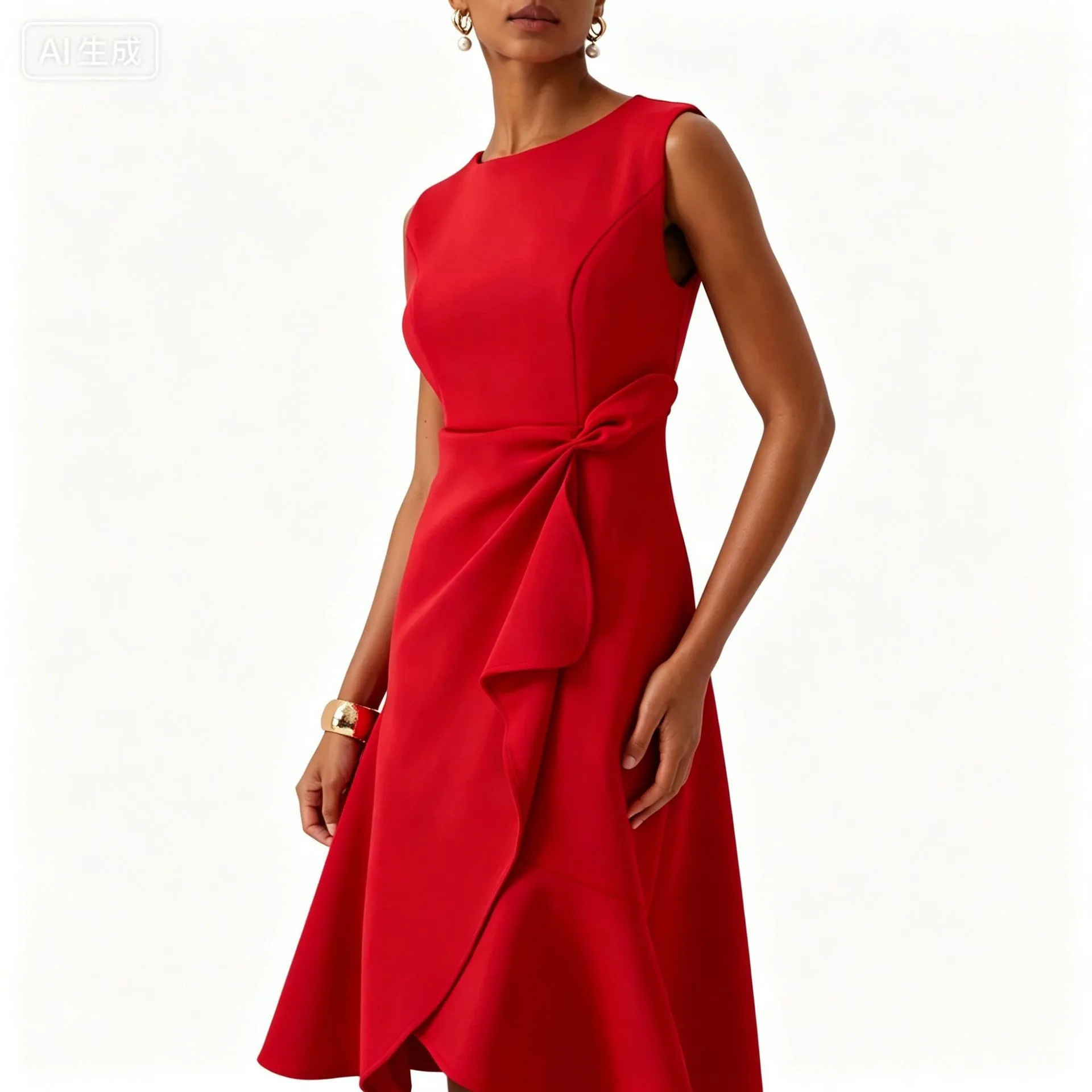 Elegant Party Dress Prom Wedding Guest Sleeveless Red High Waist Solid Ruched Evening Dress Gala Formal Luxury Party Midi
Elegant Party Dress Prom Wedding Guest Sleeveless Red High Waist Solid Ruched Evening Dress Gala Formal Luxury Party Midi