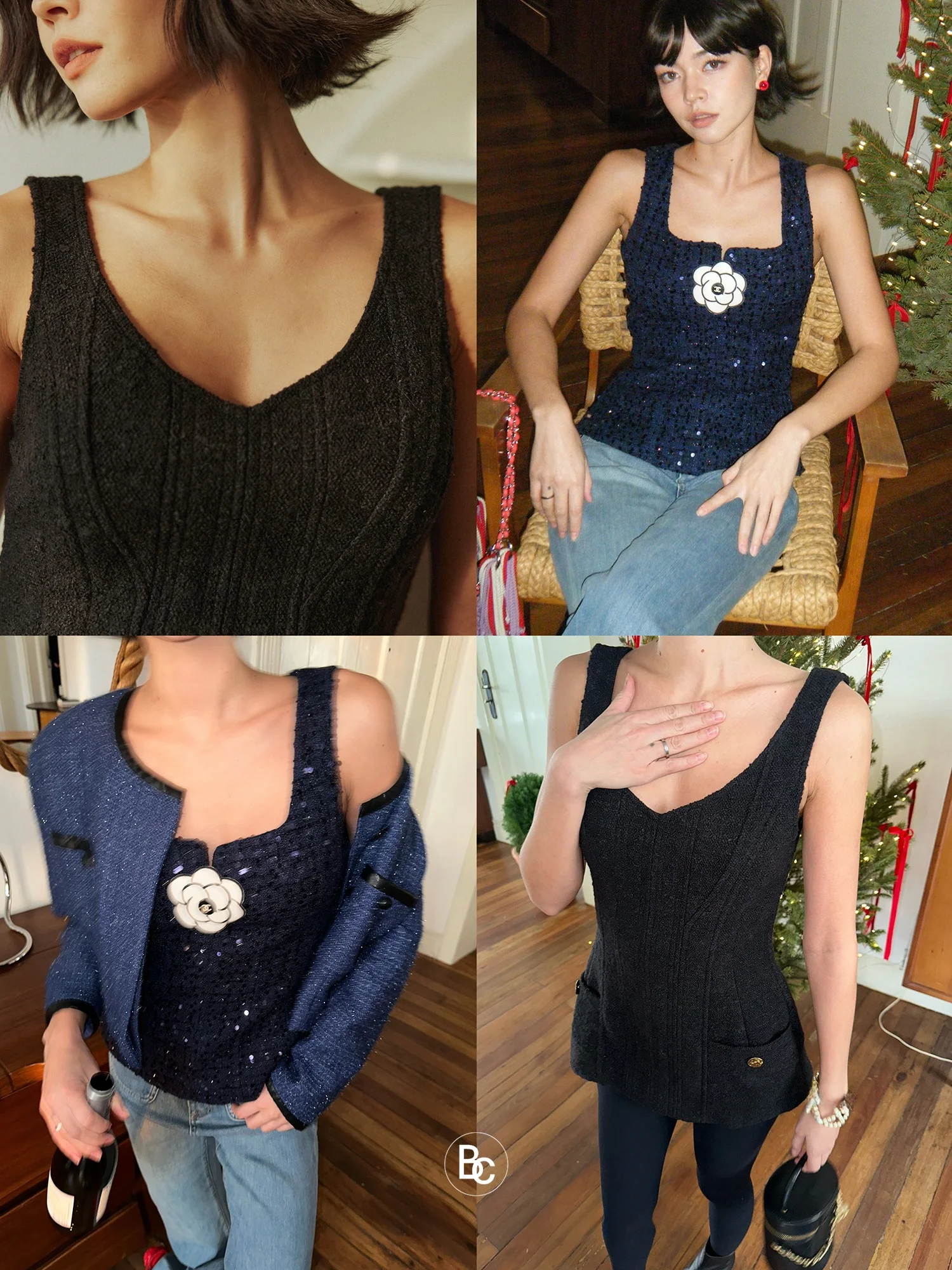 Betchow Vintage Woolen Sequin Vest Ele Ladylike Snowflake Tweed Two Sles Women's Vest Faionable Commute Wear
Betchow Vintage Woolen Sequin Vest Ele Ladylike Snowflake Tweed Two Sles Women's Vest Faionable Commute Wear