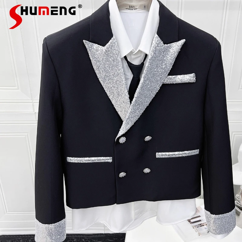 High-End Embroidery Sequin Stitching Double-Breasted Blazers Men's 2025 Autumn Fashion Handsome Loose Trendy Small Suit Jackets
High-End Embroidery Sequin Stitching Double-Breasted Blazers Men's 2025 Autumn Fashion Handsome Loose Trendy Small Suit Jackets