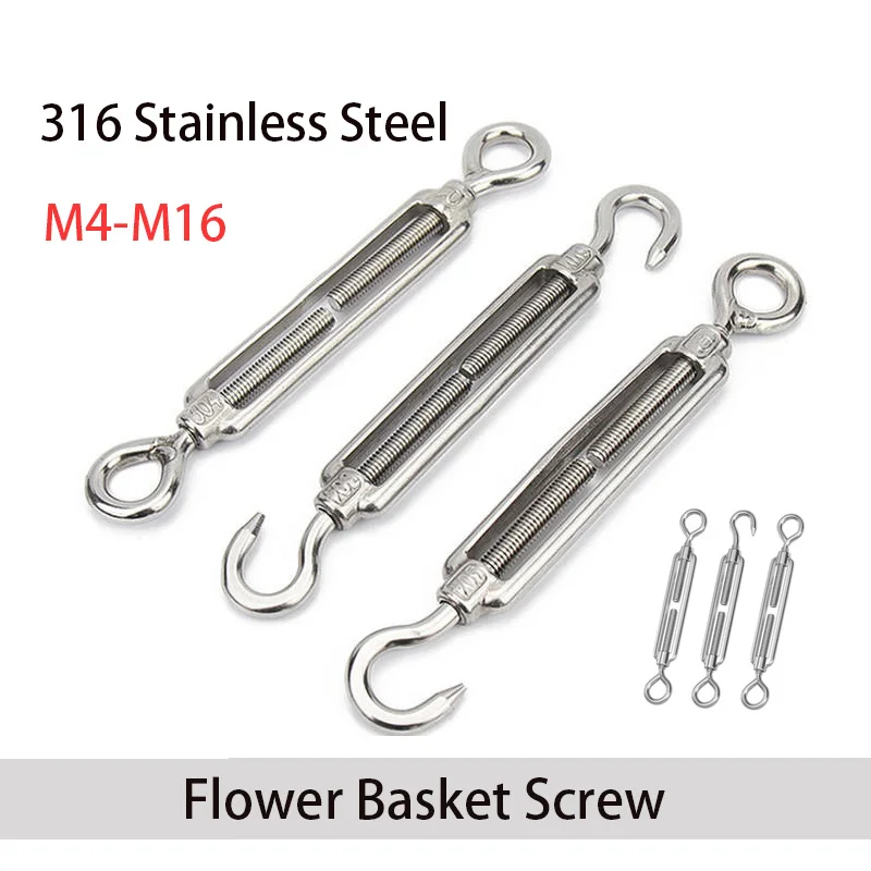1pcs M4-M20 316 Stainless Steel Flower Basket Screw Wire Rope Tension Screw Tensioner Rope Tensioner Flower Basket Bolt
1pcs M4-M20 316 Stainless Steel Flower Basket Screw Wire Rope Tension Screw Tensioner Rope Tensioner Flower Basket Bolt