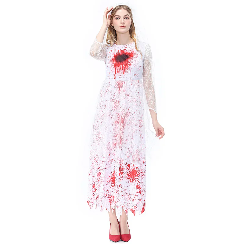 Adult Halloween Ghost Bride Costume Bloodstained White Dress Long Sleeve Dress Terror Party Theme Stage Performance Clothing
Adult Halloween Ghost Bride Costume Bloodstained White Dress Long Sleeve Dress Terror Party Theme Stage Performance Clothing