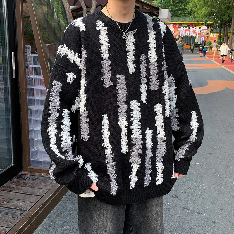 2023 Men Autumn Winter New Striped Sweater Tops Male Oversized Loose Knitted Jumper Men Casual Long Sleeve Pullover Tops I563
2023 Men Autumn Winter New Striped Sweater Tops Male Oversized Loose Knitted Jumper Men Casual Long Sleeve Pullover Tops I563