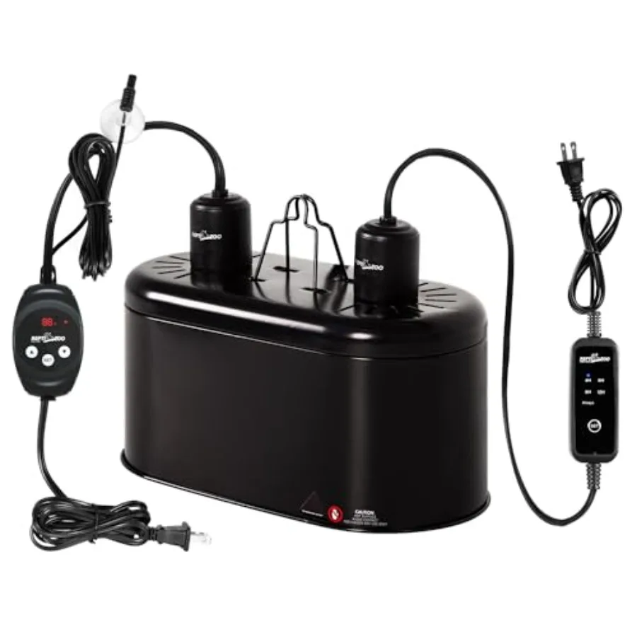 Reptile lighting fixture, aluminum, black, dimmable thermostat and timer control for precise heat and light management
Reptile lighting fixture, aluminum, black, dimmable thermostat and timer control for precise heat and light management