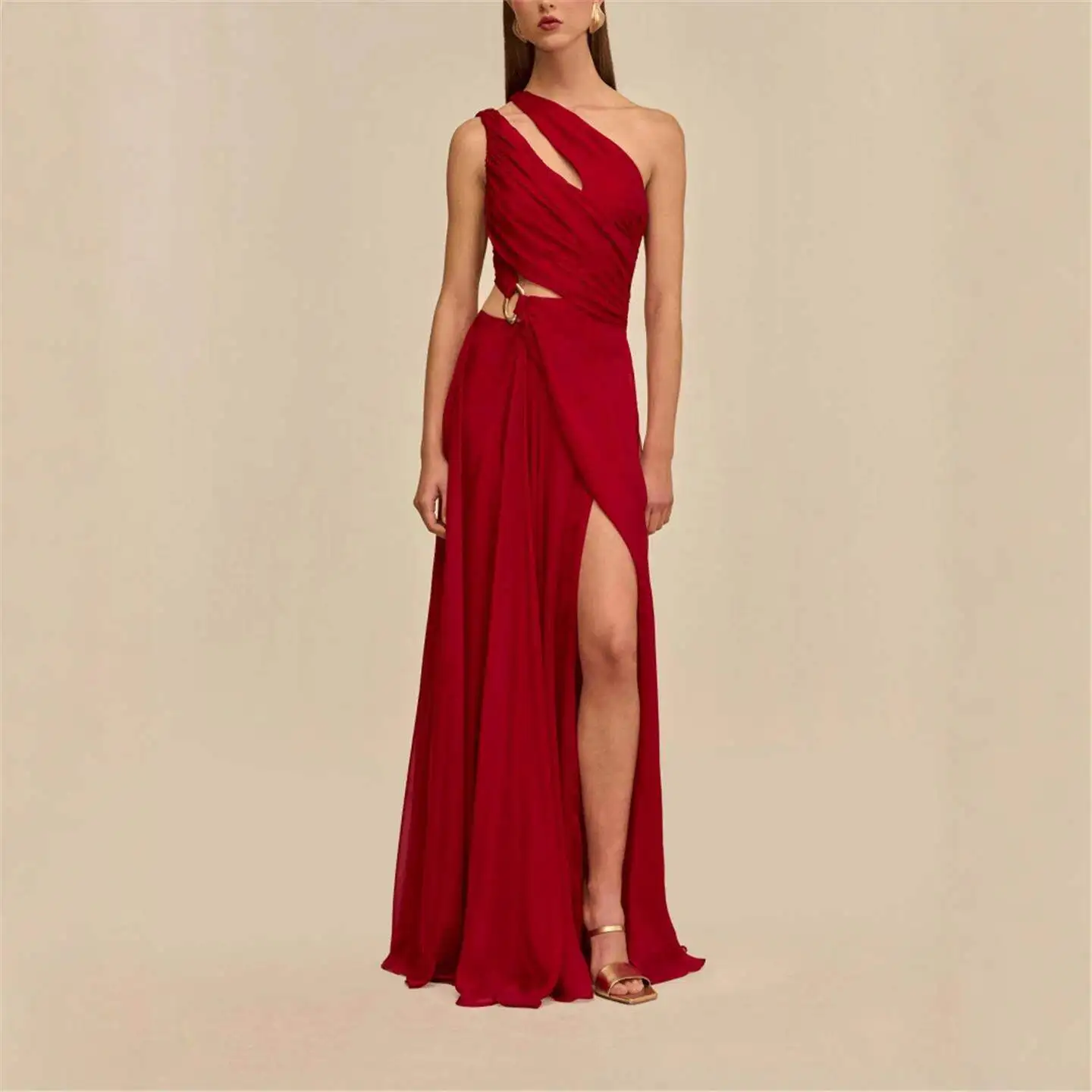 Cross-Border Single-Shoulder Pleated Wrap Dress High Slit Exposing Waist Skirt H-Style Evening Gown without Sleeves
Cross-Border Single-Shoulder Pleated Wrap Dress High Slit Exposing Waist Skirt H-Style Evening Gown without Sleeves