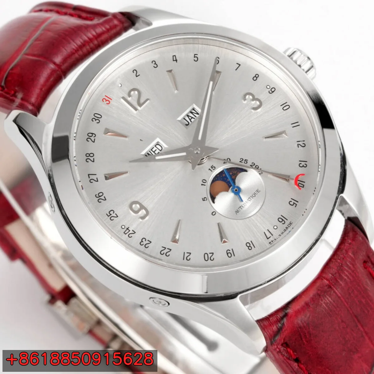 Men's Luxury Style Mechanical Hand Wind Watch Leather Strap Stainless Steel Case 49x29mm Dual Face Dual Time Zone Moon Phase Calendar Dress Wristwatch
Men's Luxury Style Mechanical Hand Wind Watch Leather Strap Stainless Steel Case 49x29mm Dual Face Dual Time Zone Moon Phase Calendar Dress Wristwatch