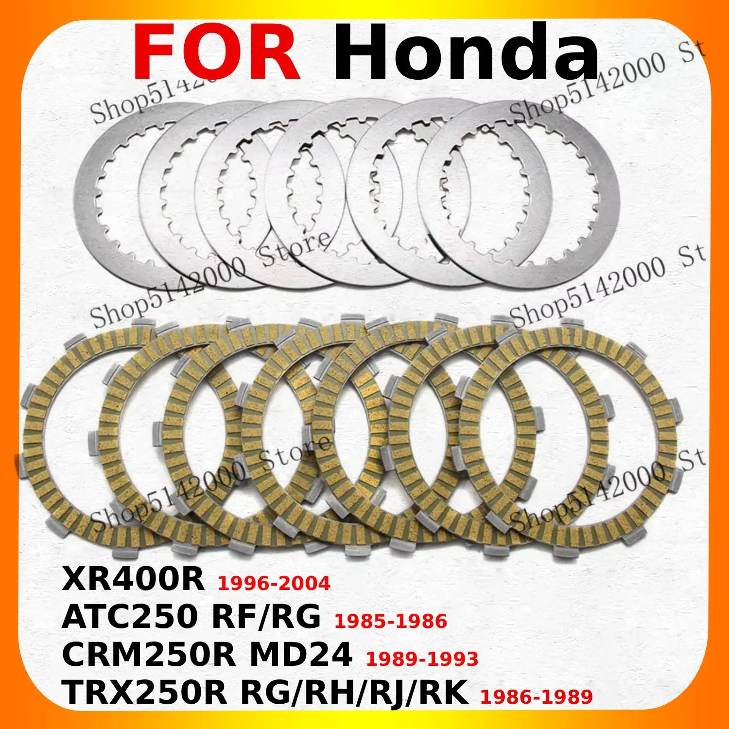 Clutch Friction Disc Plate Kit For Honda CRM250R ATC250 RF/RG MD24 TRX250R XR400R OEM:22201-MAL-600 22201-KAE-000 22201-KAE-000
Clutch Friction Disc Plate Kit For Honda CRM250R ATC250 RF/RG MD24 TRX250R XR400R OEM:22201-MAL-600 22201-KAE-000 22201-KAE-000